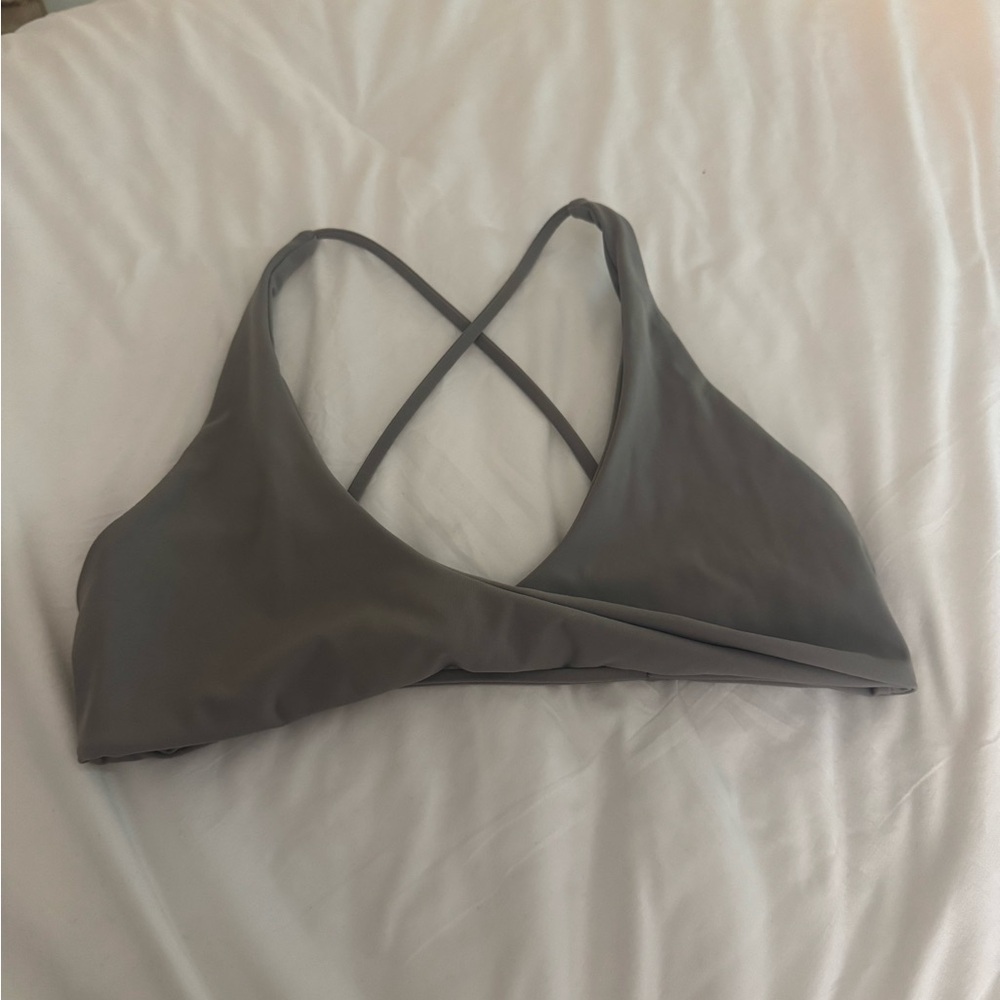 Gray Cross-Back Sports Bra